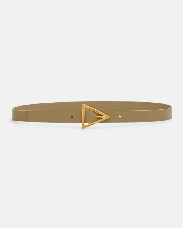 Triangle Buckle Skinny Leather Belt